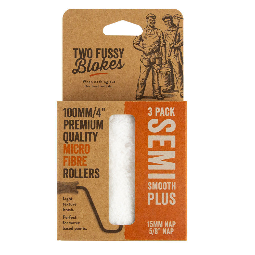 TWO FUSSY BLOKES 100mm Microfibre Paint Roller 15mm Nap